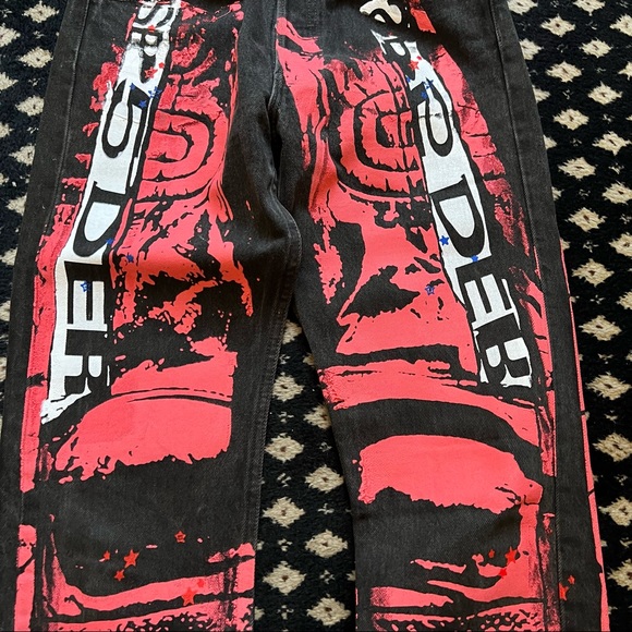 Sp5der Worldwide x Levi’s Painted Moto Jeans - Picture 3 of 8